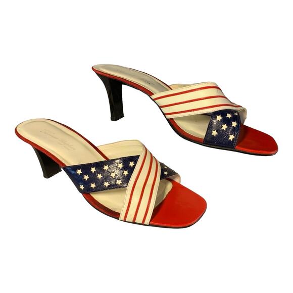Vintage Norman Kaplan Vegas Women's American Flag Heels 10 - Picture 2 of 12